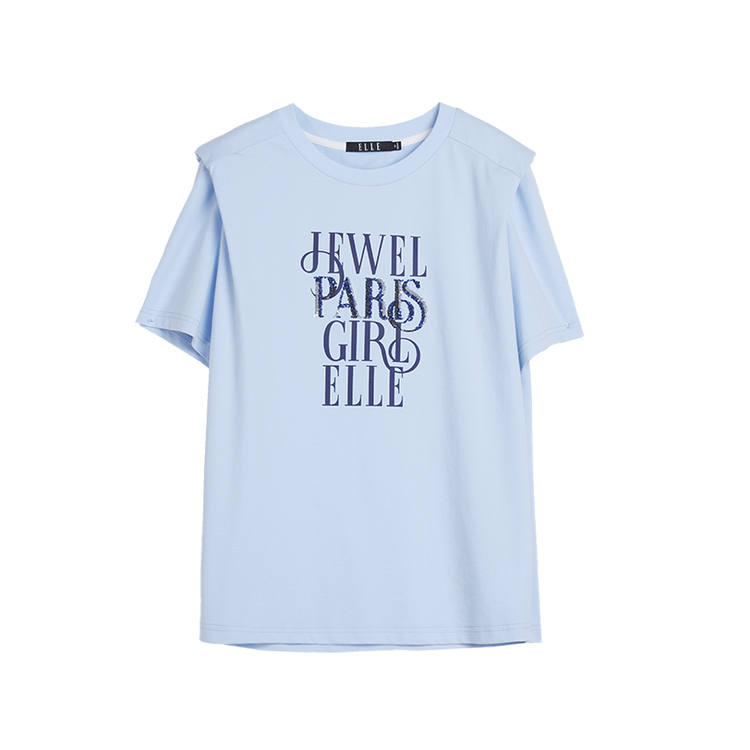 ELLE T Shirts Women's Crew Neck Moderate Straight Fit