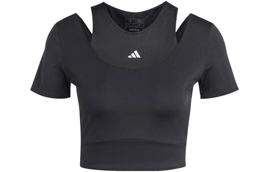 Adidas Adidas T Shirts Women's Black Crew Neck Moderate Mock Two Piece