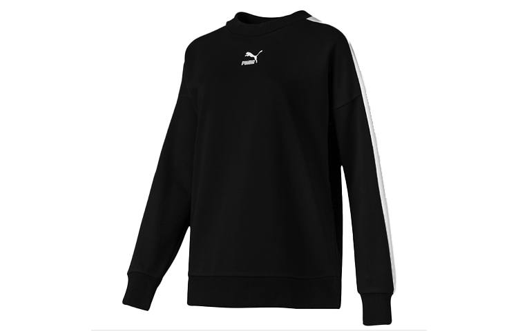 PUMA Sweatshirts Women's Black Crew Neck Moderate Regular