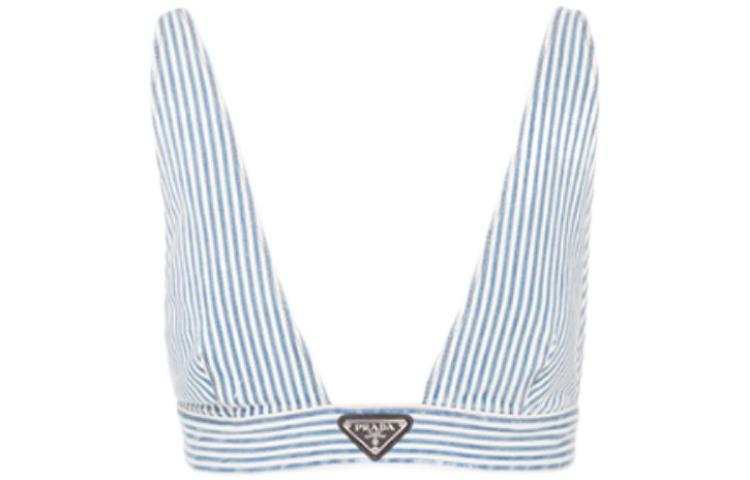 PRADA 【Previous Season】striped denim crop top