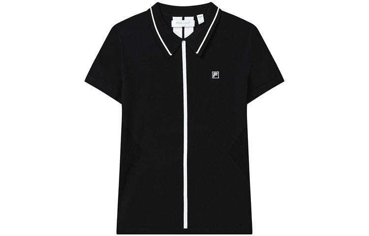 FILA Polo Shirts Women's Black Polo Collar Thin Straight Fit