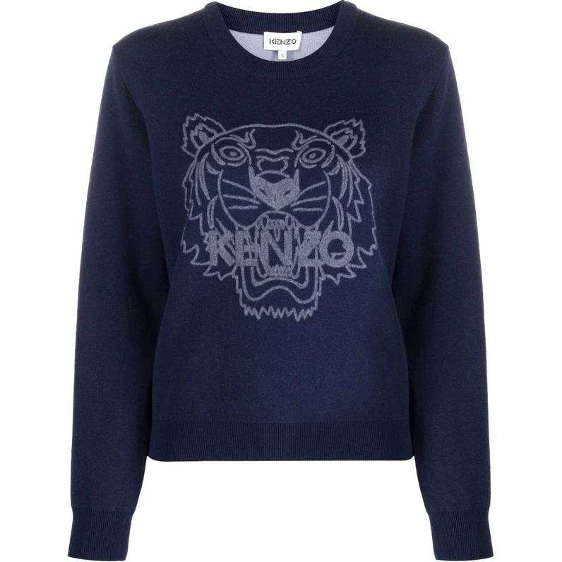KENZO Sweatshirts Women's Dark Blue Crew Neck Moderate Regular