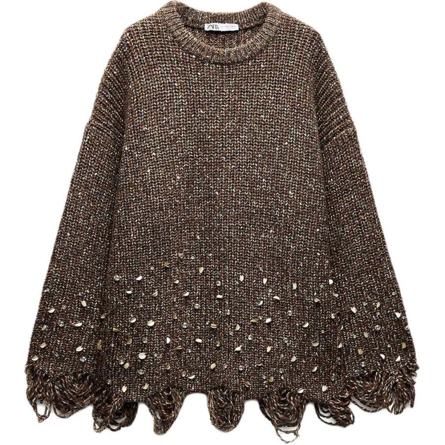 ZARA Sweaters Women's Brown Crew Neck Moderate Other