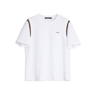 ELLE T Shirts Women's White Crew Neck Moderate Other
