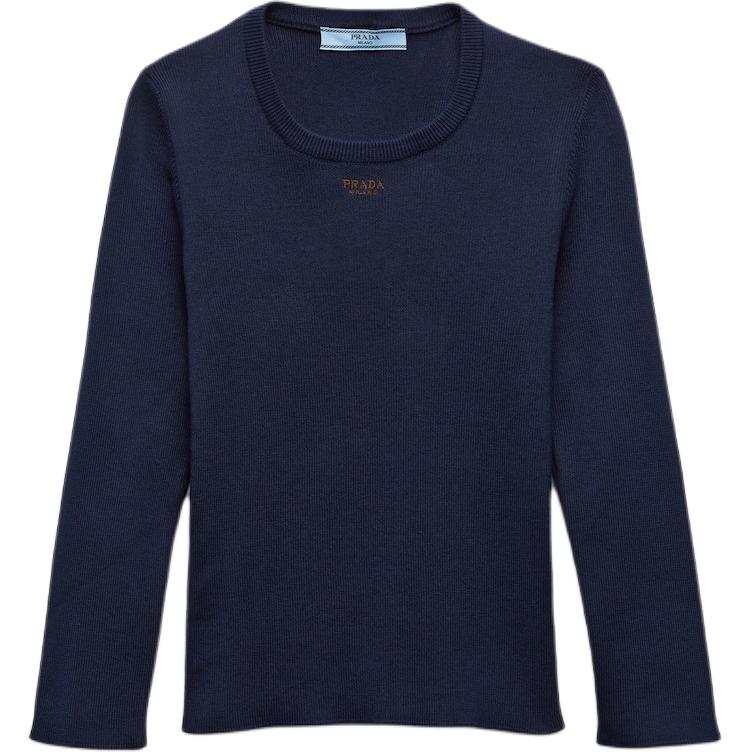 PRADA PRADA Logo embroidered Cotton Knitted Top