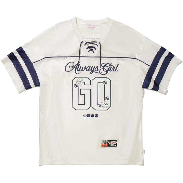 Li-Ning Li Ning T Shirts Women's White Crew Neck Moderate Straight Fit