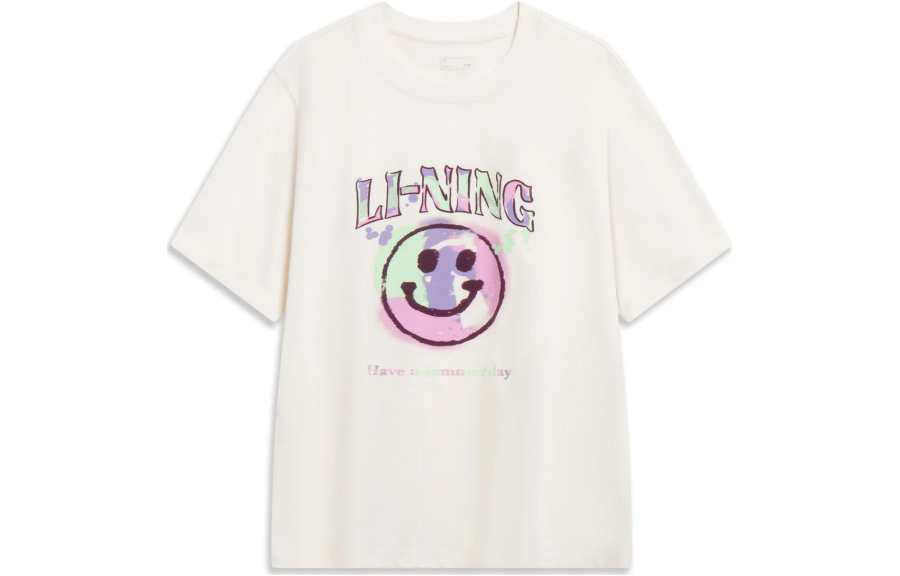 Li-Ning Li Ning Sports Life Collection Drop Shoulder Sleeve T Shirt Women's Ecru