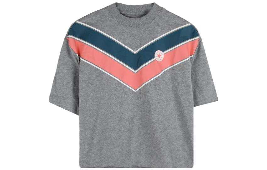 Converse T Shirts Women's Gray Crew Neck Moderate Straight Fit