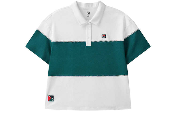 FILA Polo Shirts Women's Jade White Polo Collar Moderate Straight Fit