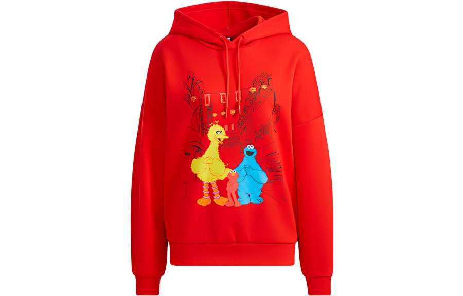 Adidas Neo X SESAME STREET Sesame Street Co Branded Collection Sweatshirts Women's Red Hooded Moderate Regular