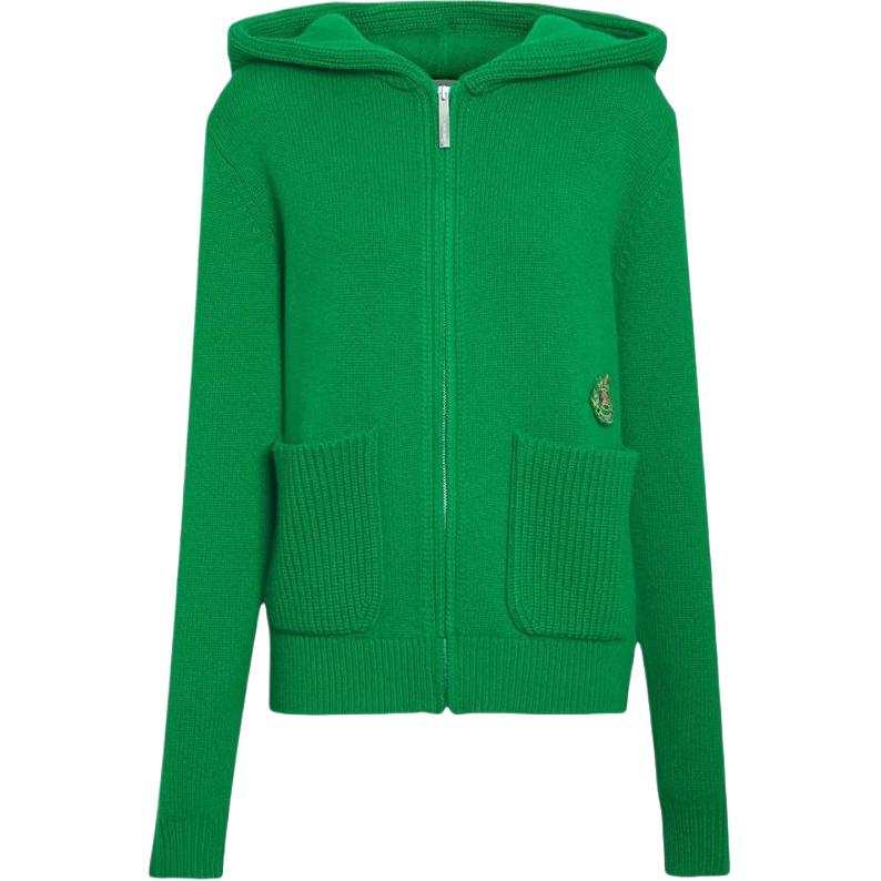Burberry Sweaters Women's Green Hooded Non Detachable Moderate Straight Fit