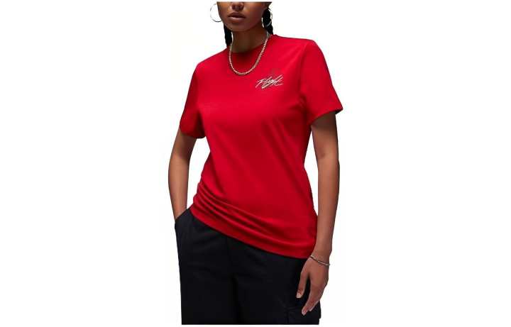 Jordan Jordan T Shirts Women's Red Crew Neck Moderate Straight Fit