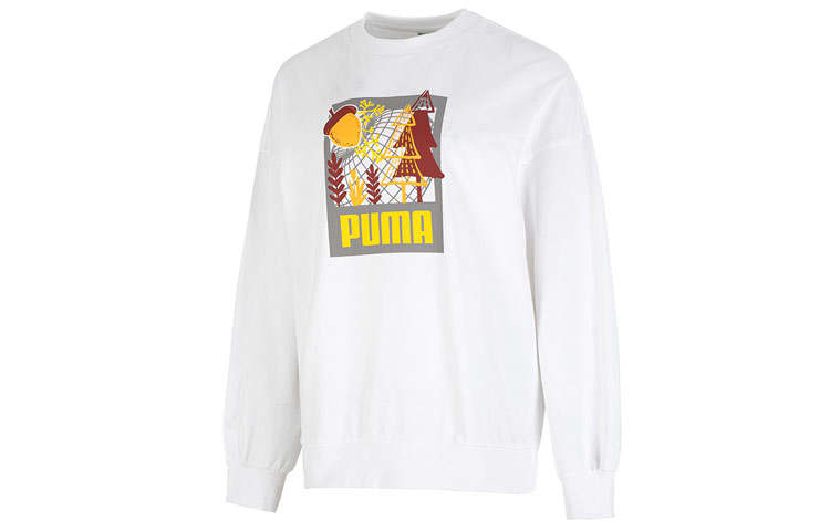PUMA Sweatshirts Women's White Crew Neck Moderate Other