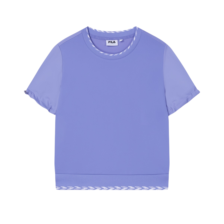 FILA T Shirts Women's Vine Purple Crew Neck Moderate Straight Fit