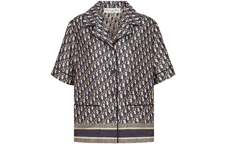 DIOR Quarterly New Products Shirts Women's Navy Lapel Moderate Shirt