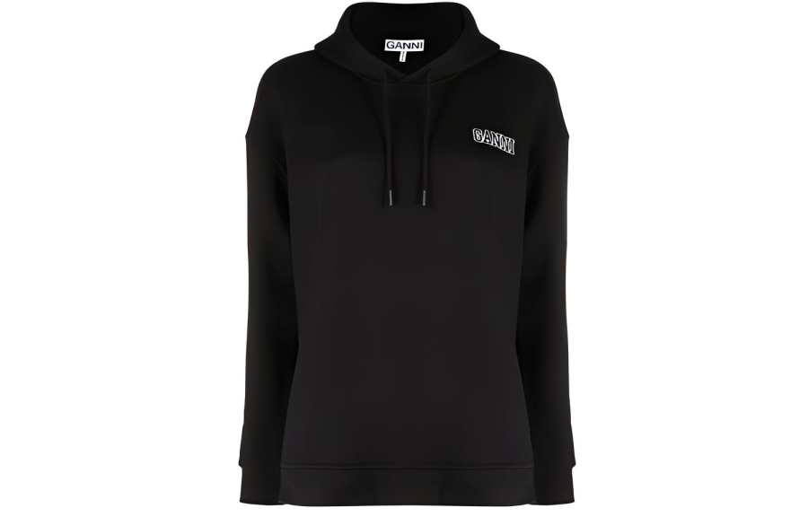GANNI Sweatshirts Women's Black Hooded Moderate Regular