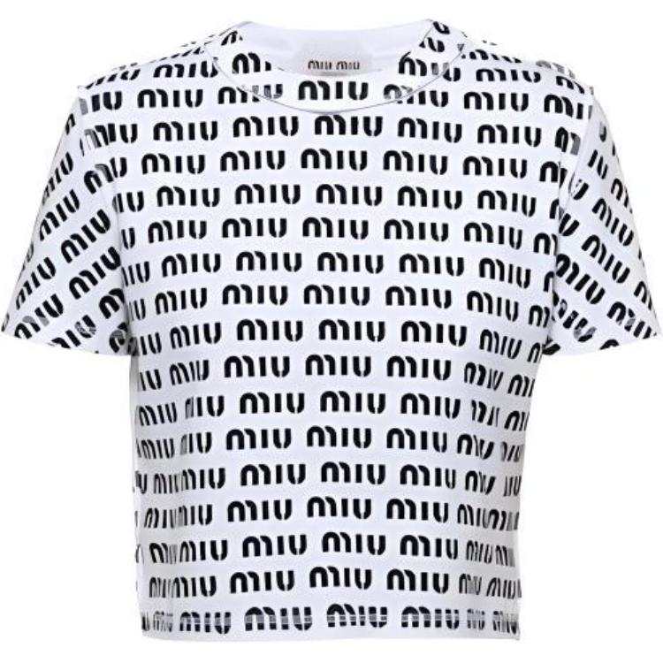MIU MIU T Shirts Women's White Crew Neck Moderate Straight Fit