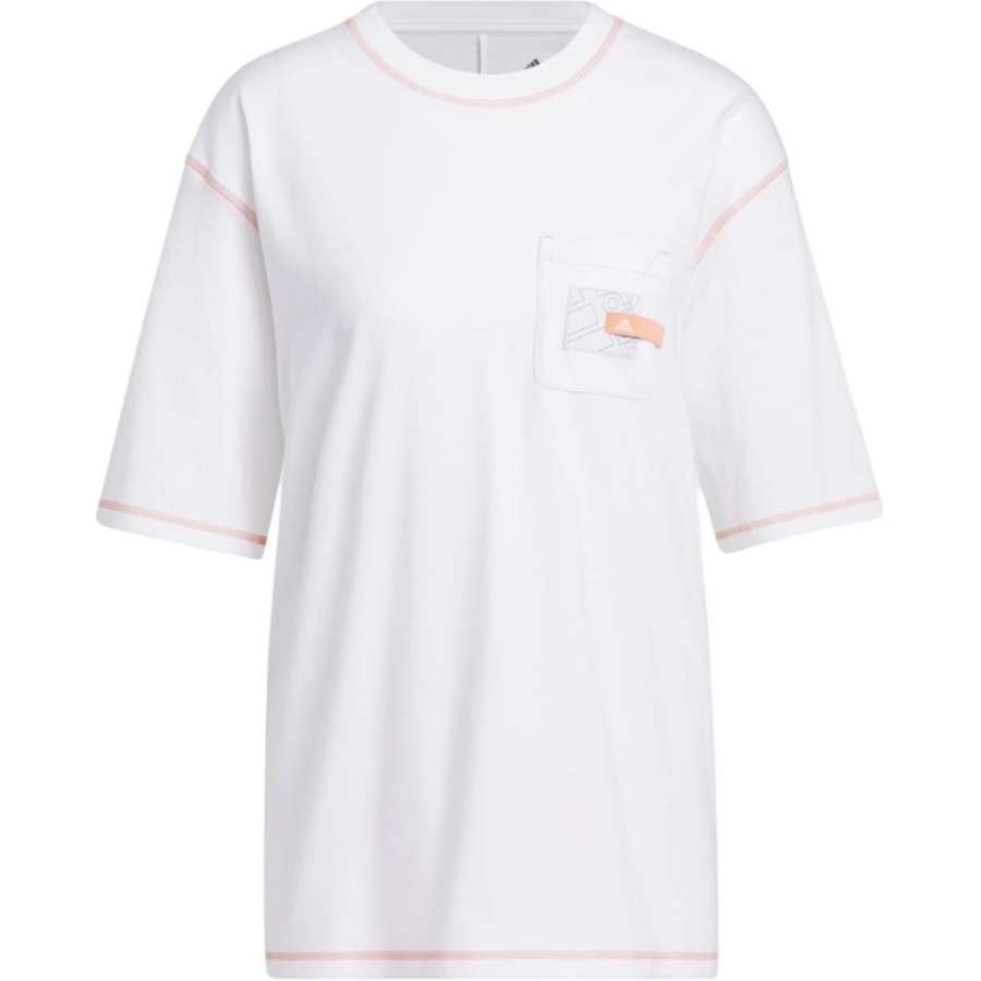Adidas Adidas T Shirts Women's White Crew Neck Moderate Straight Fit