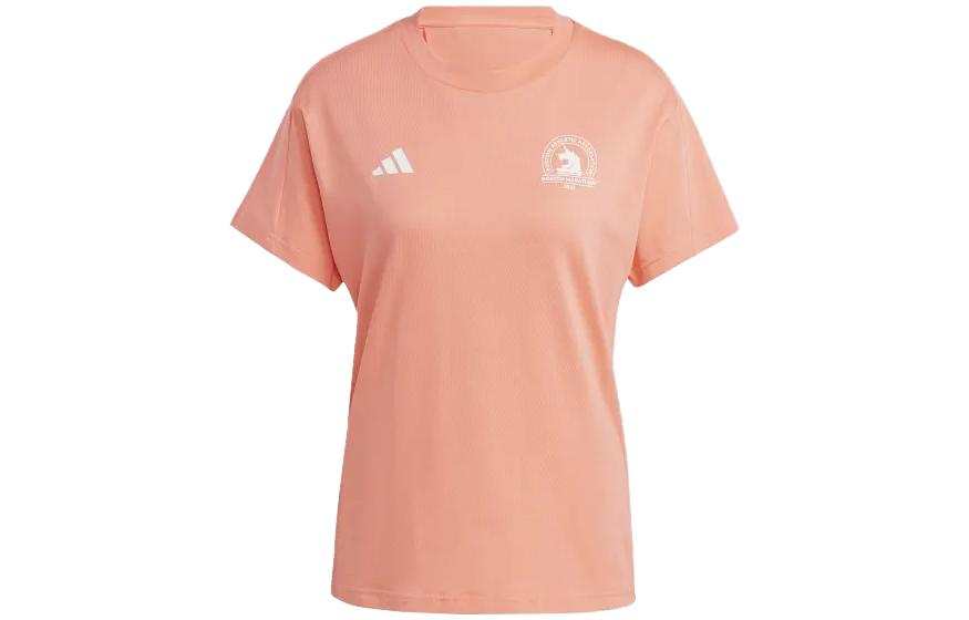 Adidas Adidas T Shirts Women's Peach Pink Crew Neck Moderate Straight Fit