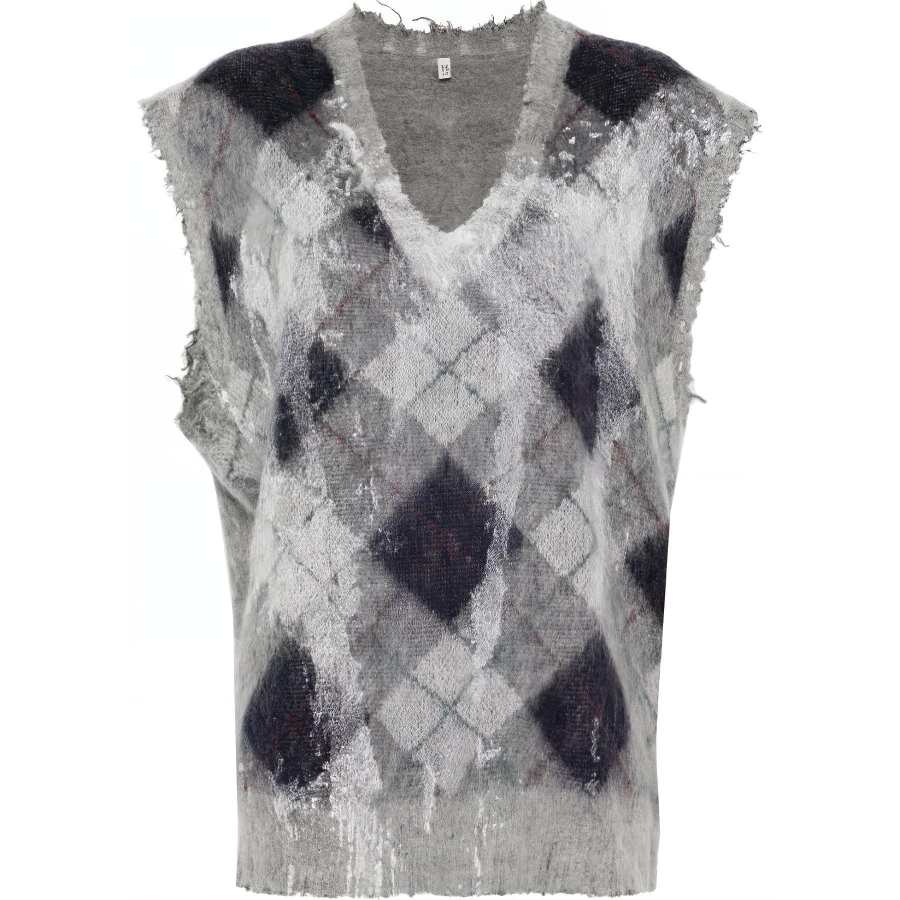 R13 R13 Oversized Sweater Argyle Check Vest