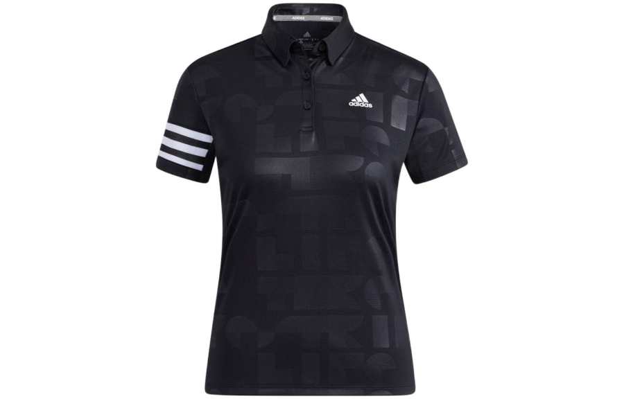 Adidas Adidas Polo Shirts Women's Black Polo Collar Moderate Straight Fit