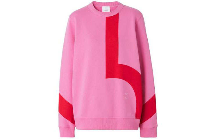 Burberry Fairhall Flag Print Cotton Sweatshirt Primrose Pink