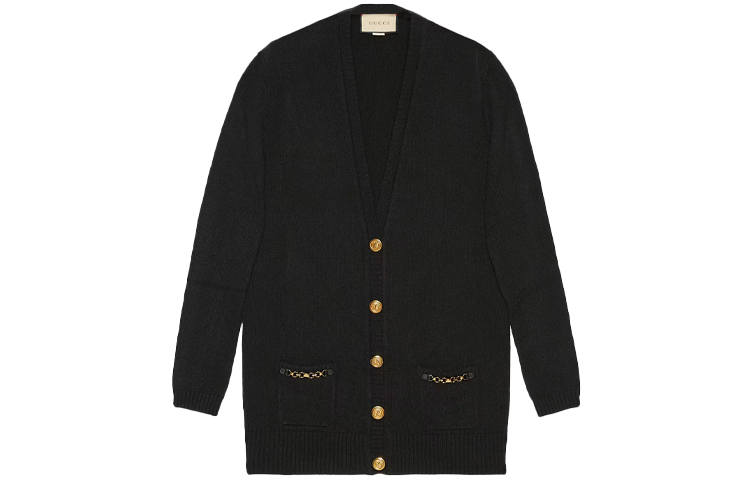 GUCCI Cashmere Sweaters Women's Black V Neck Moderate
