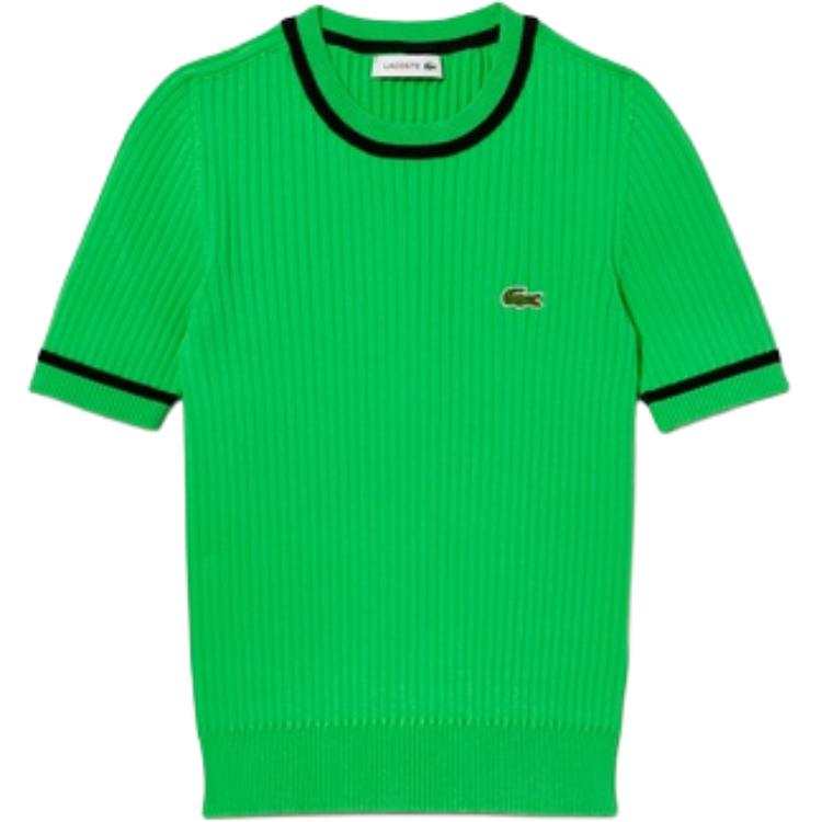 LACOSTE T Shirts Women's Green Crew Neck Moderate Straight Fit