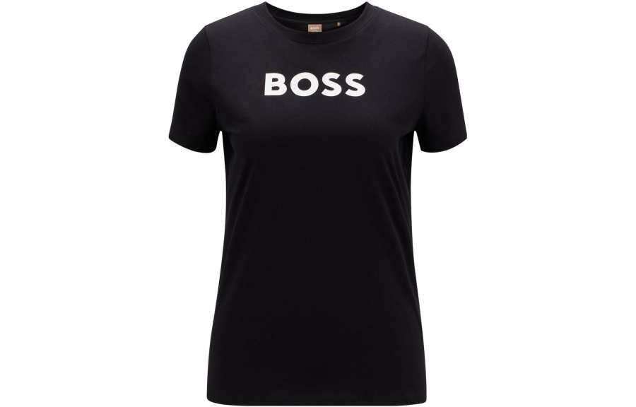 HUGO BOSS T Shirts Women's Black Crew Neck Moderate Straight Fit