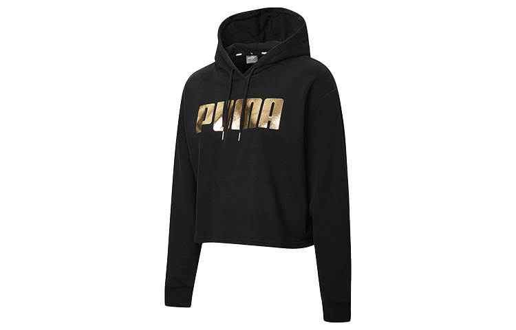 PUMA Sweatshirts Women's Black Hooded Moderate Regular