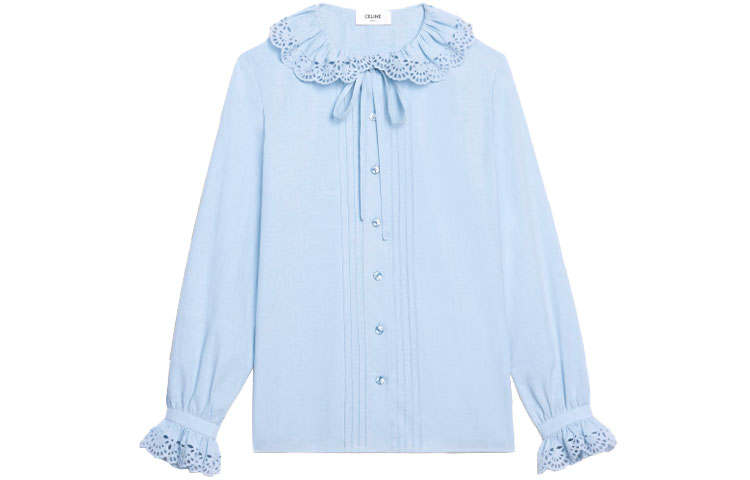 CELINE CELINE Shirts Women's Light Blue Peter Pan Collar Moderate