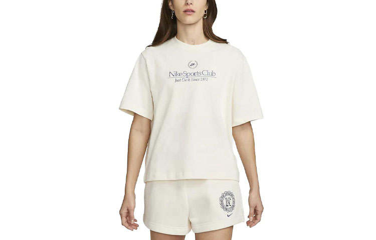 Nike Nike T Shirts Women's Ivory Crew Neck Moderate Straight Fit
