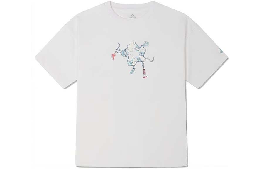 Converse T Shirts Women's White Crew Neck Moderate Straight Fit