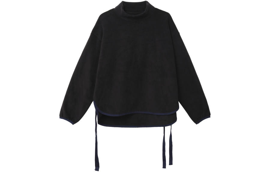 UNIQLO X White Mountaineering Women's Fleece Oversized Mock Neck Pullover Black