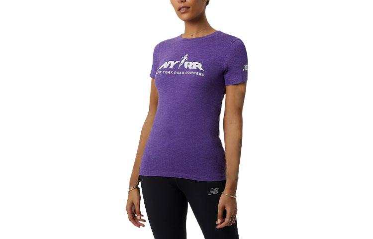New Balance New Balance T Shirts Women's Purple Crew Neck Moderate Straight Fit