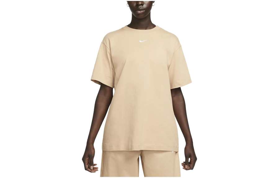Nike Nike T Shirts Women's Linen Yellow Crew Neck Moderate Straight Fit