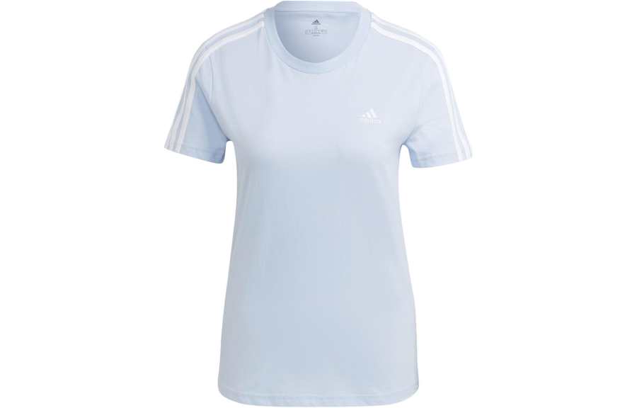 Adidas Adidas Essential T Shirts Women's Blue Crew Neck Moderate Straight Fit