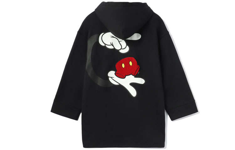 Li-Ning Li Ning x Disney Mickey Mouse Collection, Cartoon Print Thermal Fleece Lined Loose Fit Pullover Hooded Sweatshirt