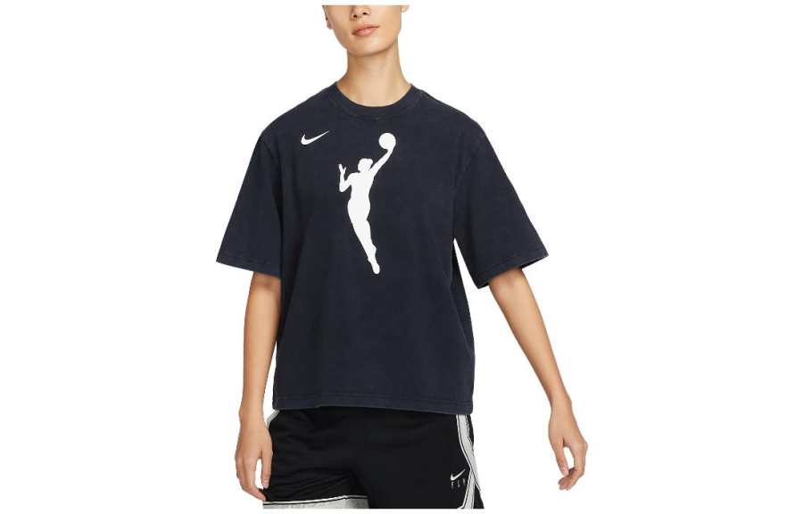 Nike Nike T Shirts Women's Black Crew Neck Moderate Straight Fit