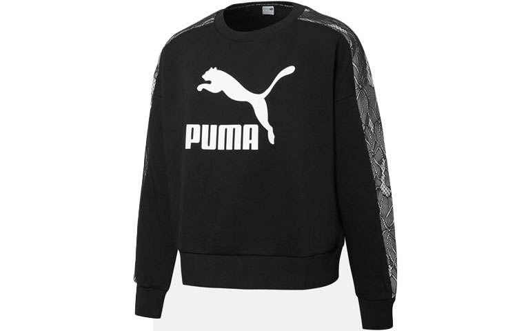 PUMA Sweatshirts Women's Black Crew Neck Moderate Regular