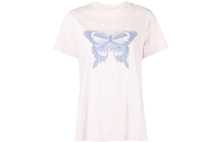 GANNI T Shirts Women's Light Purple Crew Neck Moderate Other