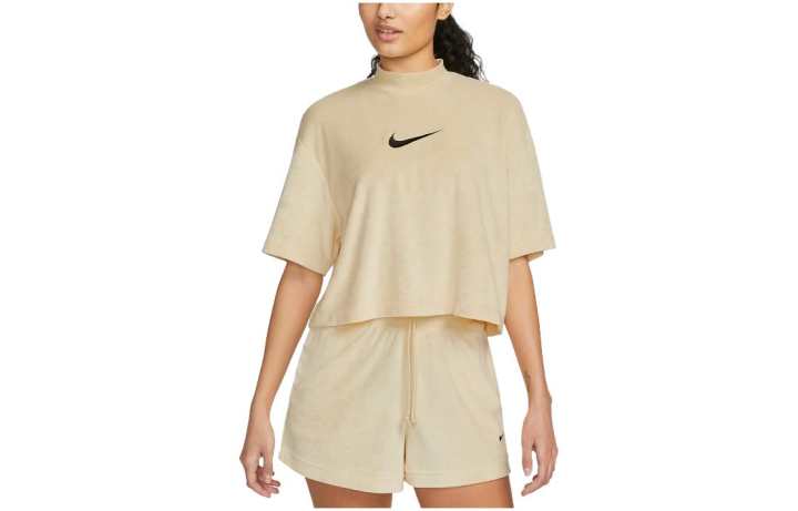 Nike Nike T Shirts Women's Khaki Crew Neck Moderate Straight Fit