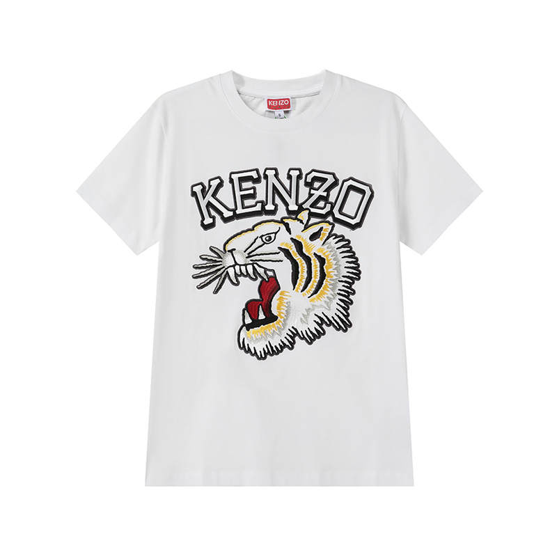 KENZO Logo Embroidered Crewneck T Shirt