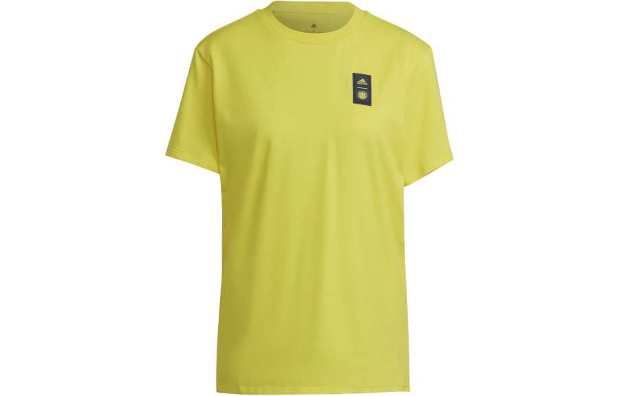 Adidas Adidas T Shirts Women's Yellow Crew Neck Moderate Straight Fit