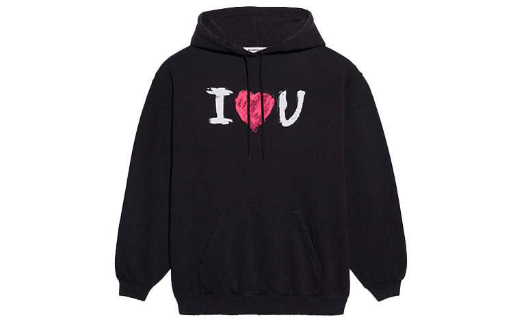 Balenciaga Sweatshirts Women's Black Hooded Moderate Heavyweight