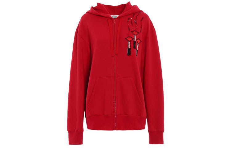 Valentino Sweatshirts Women's Red Hooded Moderate Regular