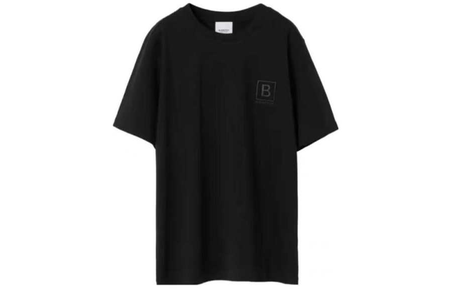 Burberry SS23 Letter Embroidery Drop Shoulder T-shirt Black