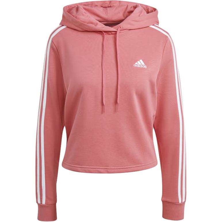 Adidas Adidas Essentials 3 Stripes Cropped Hoodie Sweatshirt Women's Pink