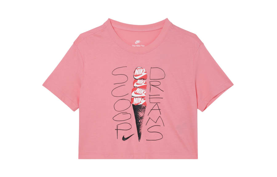 Nike Nike Sportswear Letter Logo Print Pullover Crop T-Shirt Pink