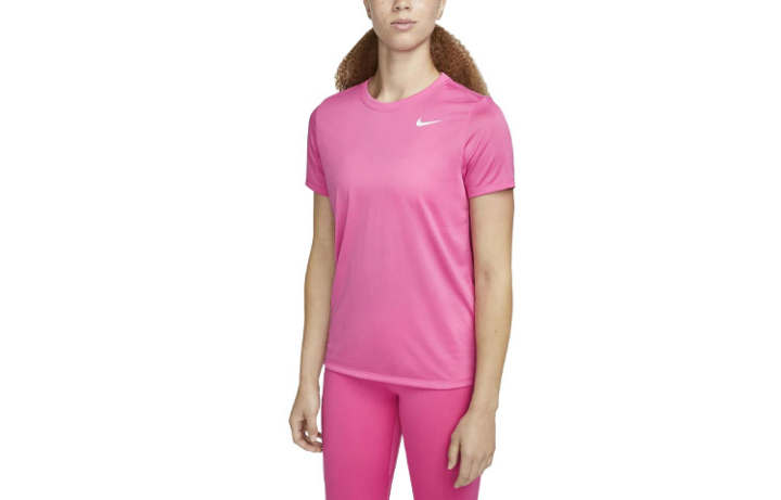Nike Nike T Shirts Women's Rose Red Crew Neck Moderate Straight Fit